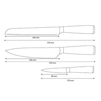 Shinrai Knives - Ensemble de 3 couteaux en résine époxy et saphir imprimé Damas - Couteau de chef, couteau à pain et couteau d'office
