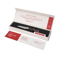Shinrai Knives - Ensemble de 4 couteaux en acier inoxydable martelé - Couteau de chef + Couteau à pain + Couteau Nakiri + Couteau d'office