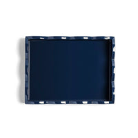 Addison Ross - Plateau festonné - Denim clair et marine - 28 x 20 cm