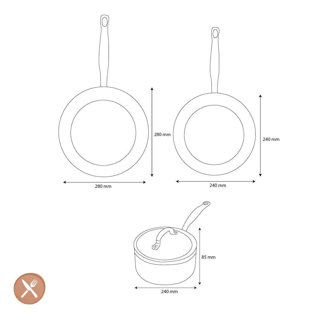 GreenPan - Batterie de cuisine Barcelona Pro 4 pièces 24/24/28 cm - poêle à frire + casserole avec couvercle + wok