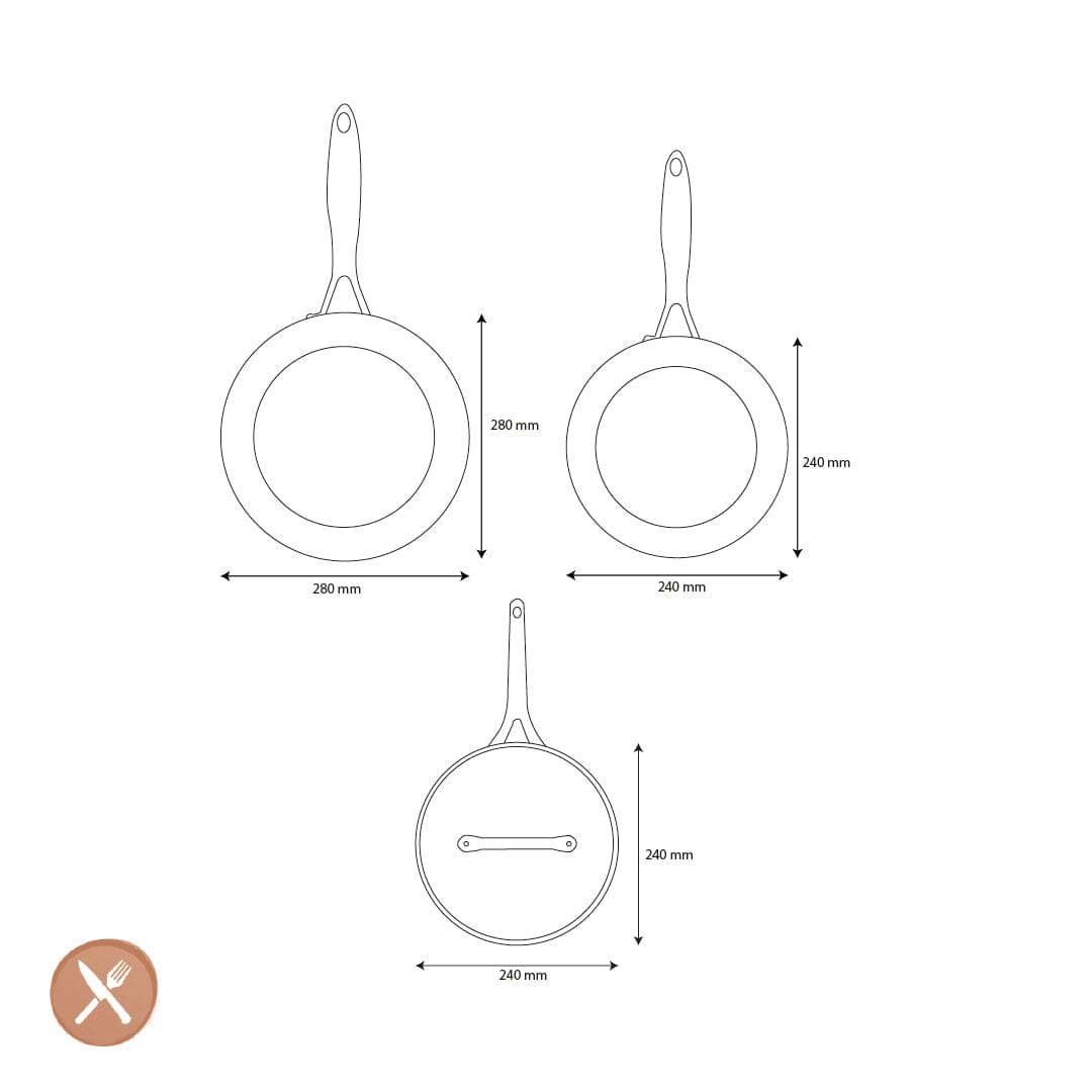 Ensemble de cuisine GreenPan - Geneva 4 pièces 24/24/28 cm - poêle à frire + casserole avec couvercle + wok