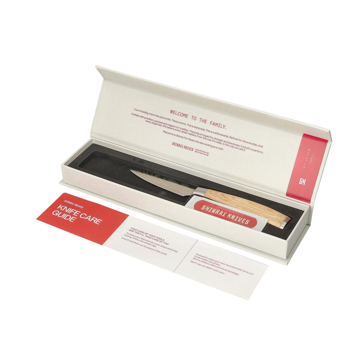 Couteaux Shinrai - Coffret de 6 couteaux Akari à motif damassé + bloc magnétique - Coffret de couteaux double face avec bloc - Couteaux Shinrai