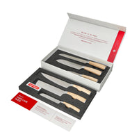 Couteaux Shinrai - Coffret de 6 couteaux Akari à motif damassé + bloc à couteaux Cito - Coffret de couteaux double face avec bloc - Couteaux Shinrai