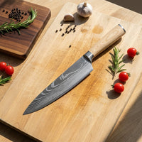 Couteau de chef Shinrai Knives - Akari Damascus Print 20 cm