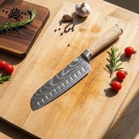 Couteaux Shinrai - Couteau Santoku Akari Damascus Print 18 cm Couteau Santoku Couteaux Shinrai