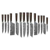 Couteaux Shinrai - Coffret de 15 couteaux Damas - Collection Master XXL + Bloc de couteaux Shinrai