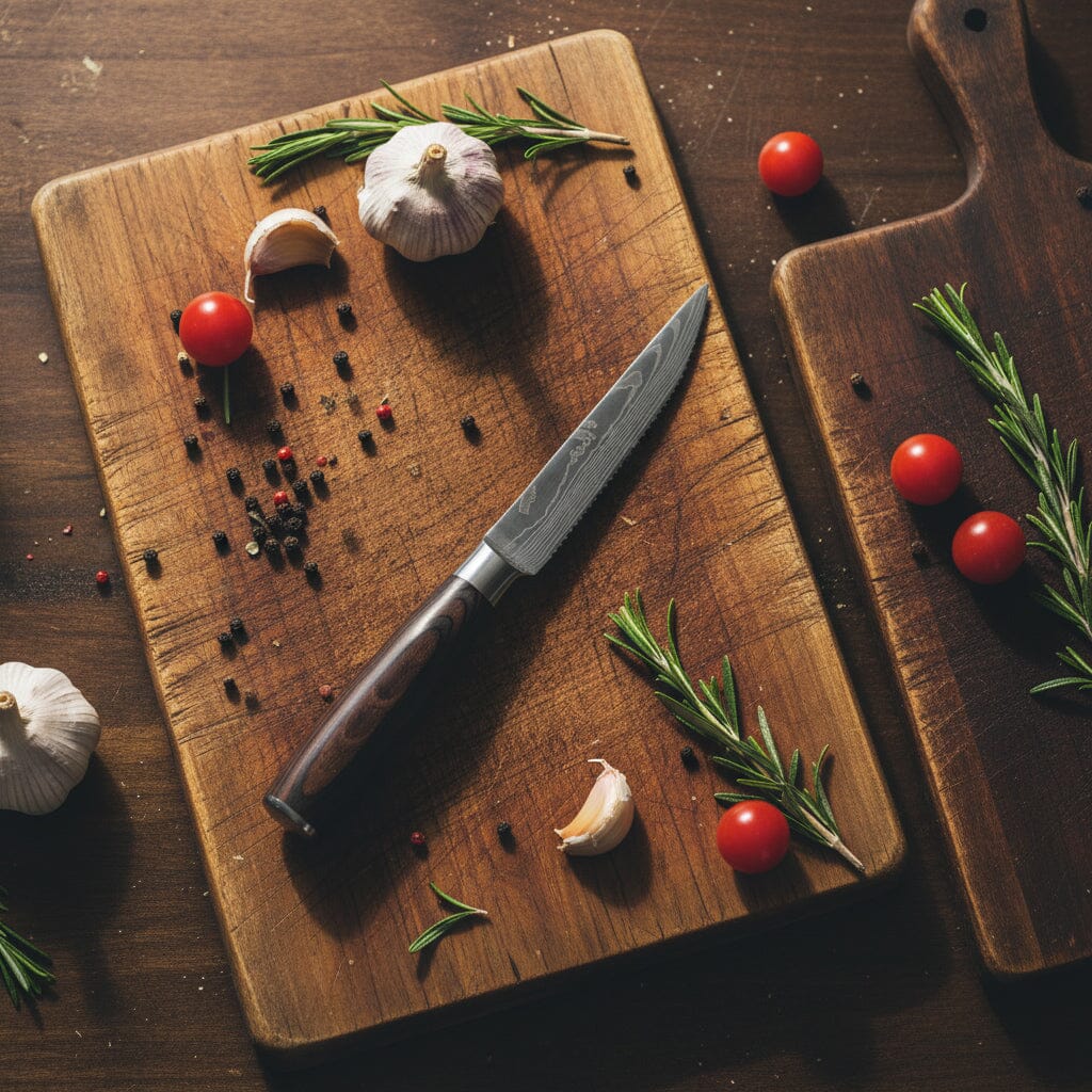 Couteaux Shinrai - Couteaux à steak en acier damassé (4 pièces) - 12 cm