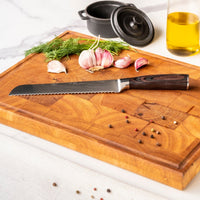 Couteaux Shinrai - Coffret de 7 couteaux à motif damassé + Bloc de couteaux double face Cito avec bloc