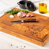 Couteaux Shinrai - Coffret de 7 couteaux à motif damassé + bloc à couteaux - Coffret de couteaux rotatifs avec bloc - Couteaux Shinrai