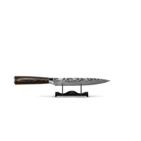 Couteaux Shinrai - Coffret de 7 couteaux à motif damassé + bloc à couteaux - Coffret de couteaux rotatifs avec bloc - Couteaux Shinrai