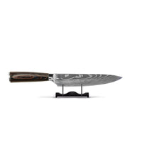 Couteaux Shinrai - Coffret de 7 couteaux à motif damassé + bloc à couteaux - Coffret de couteaux rotatifs avec bloc - Couteaux Shinrai