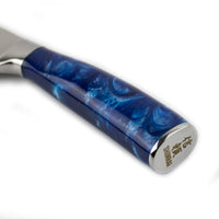 Couteaux Shinrai - Damascus Print Epoxy Sapphire Santoku couteau 18 cm Couteau Santoku Shinrai Knives