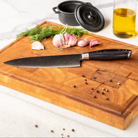 Couteaux Shinrai - Ensemble de couteaux 2 pièces Damask Pakka Wood - Couteau de chef + couteau Santoku Ensemble de couteaux Couteaux Shinrai