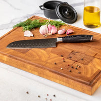 Couteaux Shinrai - Ensemble de couteaux 2 pièces Damask Pakka Wood - Couteau de chef + couteau Santoku Ensemble de couteaux Couteaux Shinrai