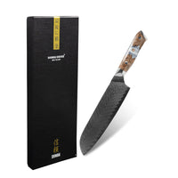 Couteaux Shinrai - Couteau Santoku Damas Série Eclipse Couteau Santoku 18 cm Couteaux Shinrai