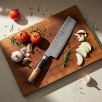 Couteaux Shinrai - Coffret de 3 couteaux damassés en époxy onyx - Couteau de chef + Nakiri + Santoku