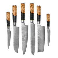 Couteaux Shinrai - Coffret de 6 couteaux en époxy onyx + bloc à couteaux - Coffret de couteaux rotatifs avec bloc - Couteaux Shinrai