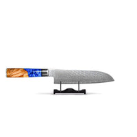 Couteaux Shinrai - Coffret de 6 couteaux en résine époxy saphir + Bloc de couteaux double face Cito avec bloc