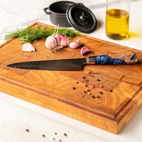 Couteaux Shinrai - Coffret de 6 couteaux en résine époxy saphir + Bloc de couteaux double face Cito avec bloc