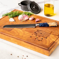 Couteaux Shinrai - Coffret de 6 couteaux en résine époxy saphir + Bloc de couteaux double face Cito avec bloc