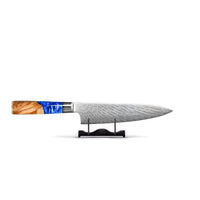 Couteaux Shinrai - Coffret de 6 couteaux en résine époxy saphir + bloc à couteaux - Coffret de couteaux rotatifs avec bloc - Couteaux Shinrai