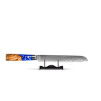 Couteaux Shinrai - Coffret de 6 couteaux en résine époxy saphir + bloc à couteaux - Coffret de couteaux rotatifs avec bloc - Couteaux Shinrai