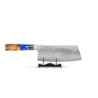 Couteaux Shinrai - Coffret de 6 couteaux en résine époxy saphir + bloc à couteaux - Coffret de couteaux rotatifs avec bloc - Couteaux Shinrai