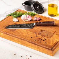 Couteaux Shinrai - Coffret de 6 couteaux en acier inoxydable martelé + bloc à couteaux - Coffret de couteaux rotatifs avec bloc - Couteaux Shinrai