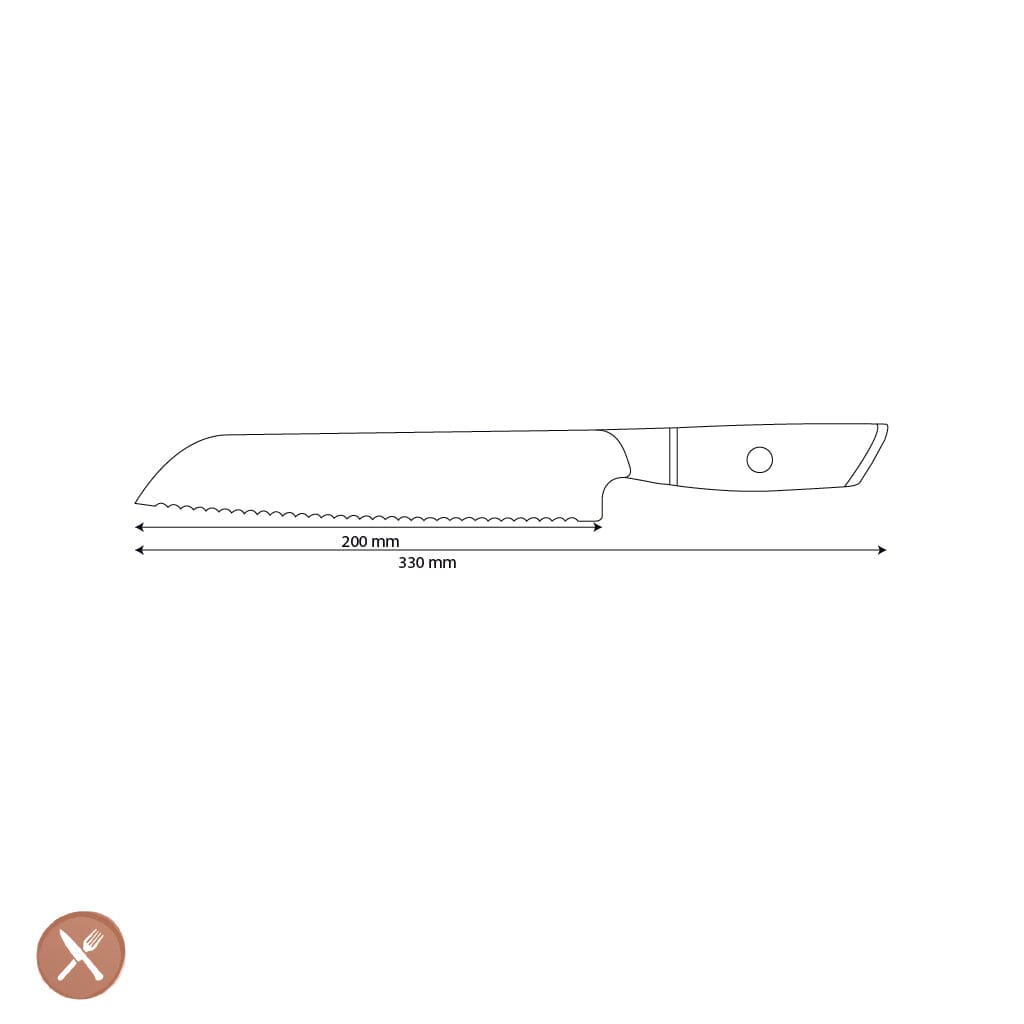 Couteaux Shinrai - Couteau à pain Hikari Damas 20 cm