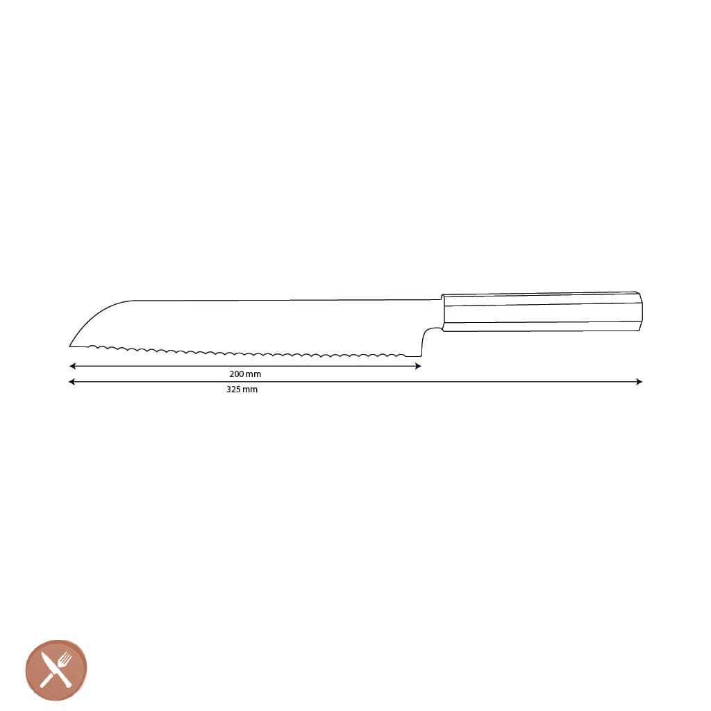 Couteaux Shinrai - Couteau à pain exclusif Kigami en acier damassé de 20 cm
