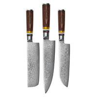 Couteaux Shinrai - Ensemble de couteaux 3 pièces Micarta Jewels - Couteau de chef + Nakiri + Ensemble de couteaux Santoku Couteaux Shinrai