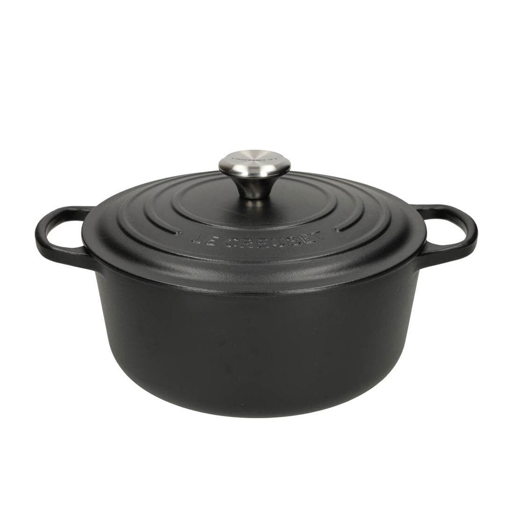 LeCreuset - Rôti- / Faitout Signature rond Noir Mat 24cm 4,2l (intérieur noir)