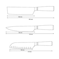 Couteaux Shinrai - Ensemble de couteaux 3 pièces Micarta Jewels - Couteau de chef + Nakiri + Santoku