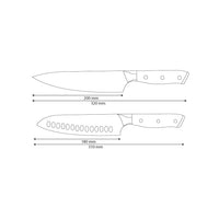 Shinrai Knives - Ensemble de 2 couteaux Damas en nacre - Couteau de chef + Couteau Santoku