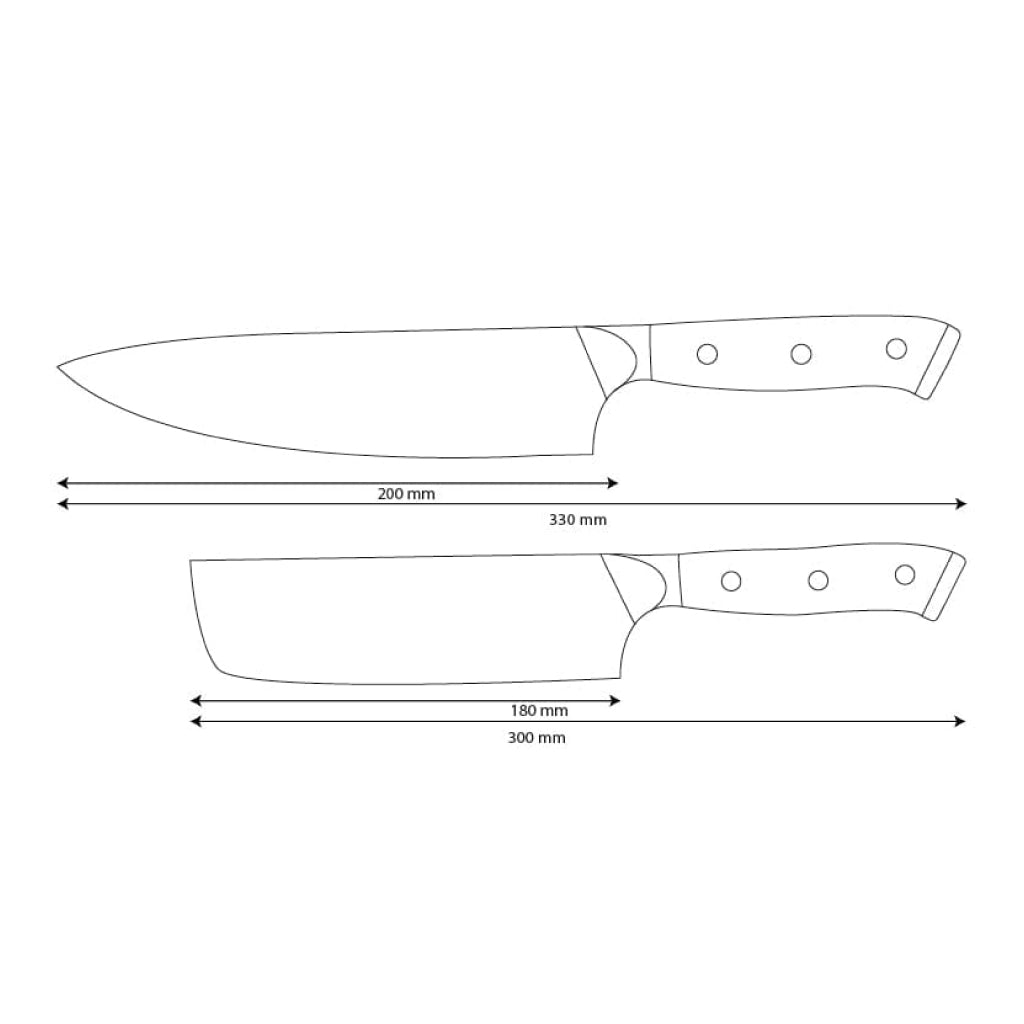Shinrai Knives - Ensemble de 2 couteaux Damas Eclipse - Couteau de chef + Nakiri