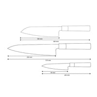 Couteaux Shinrai - Ensemble de couteaux Damas 3 pièces Takumi Kaza - Couteau de chef + Santoku + Couteau d'office