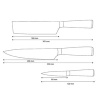 Shinrai Knives - Ensemble de 3 couteaux en résine époxy et saphir imprimé Damas - Couteau de chef, Nakiri et couteau d'office
