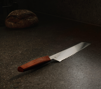 Horl - Couteau à pain en bois de noyer - Triple Pro Cut à double tranchant dentelé