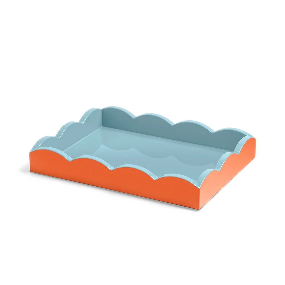Addison Ross - Plateau festonné - Orange et chambray - 28 x 20 cm