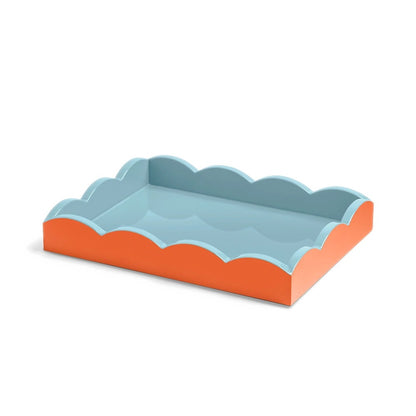 Addison Ross - Plateau festonné - Orange et chambray - 28 x 20 cm