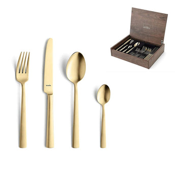 Amefa - Coffret de couverts Ventura 24 pièces - Coffret de couverts dorés Amefa