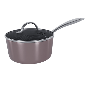Cook &amp; Pan - Poêle en acier inoxydable couleur miel taupe de Mind, 18 cm, avec couvercle en verre.