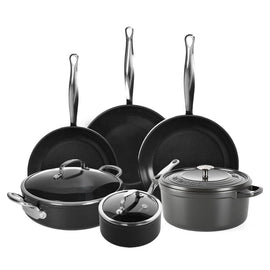 GreenPan - Barcelona Pro XXL 8-delige Pannenset 18/20/28/30/28/28 cm - steelpan met deksel + 2 koekenpannen + stoofpan met deksel + wokpan + braadpan Pannenset GreenPan 