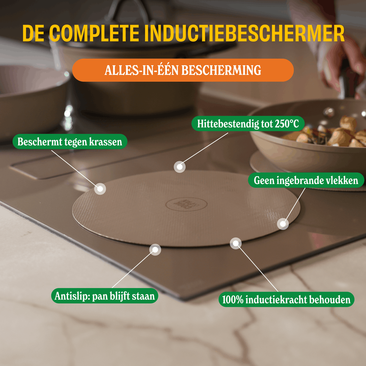 Cook & Pan - Taupe of Mind Inductiebeschermer set - 4 Pack