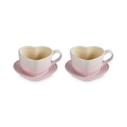 Le Creuset - Mokken in Hartjesvorm 2-delige Set Shell Pink Le Creuset 