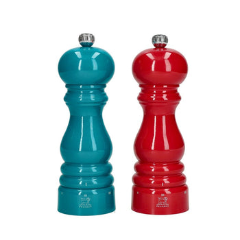 Peugeot - Coffret Moulin à Poivre et à Sel Paris 18 cm Bleu Pacifique et Rouge Passion