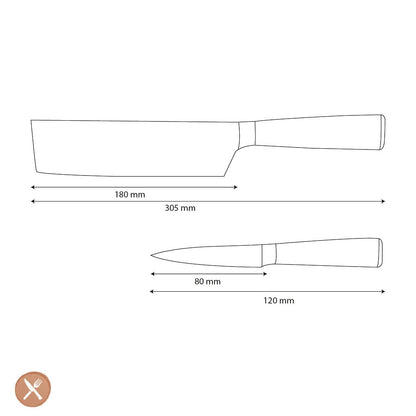 Shinrai Knives - Damascus Print 2-delige Messenset - Nakiri + Schilmes Messenset Shinrai Knives 