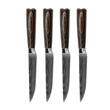 Couteaux Shinrai - Couteaux à steak en acier damassé (4 pièces)