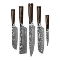 Couteaux Shinrai - Coffret de 5 couteaux à motif damassé