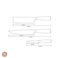 Couteaux Shinrai - Coffret de 3 couteaux en époxy onyx à motif damassé - Couteau de chef + Nakiri + Couteau d'office